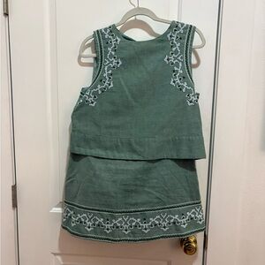 White and Brown Embroidered Women's Skirt